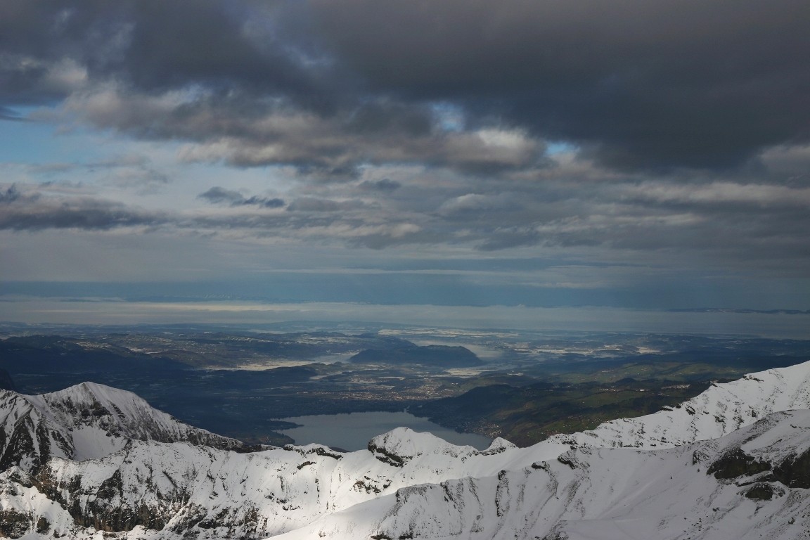 View From Schilthorn, Thunersee In Background, Bern In Far Distance